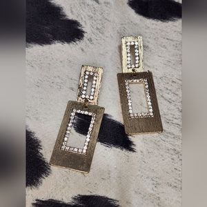 Statement Fashion Gold Rectangle Earrings
